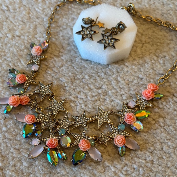 J.Crew Gold and Pink Star Necklace and Earring Set - Picture 2 of 4